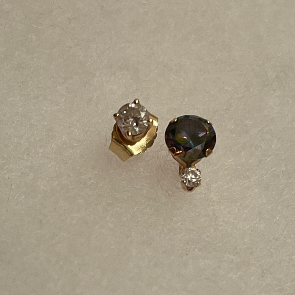 Diamond Solitaire Studs Earring And Sapphire With… - image 3